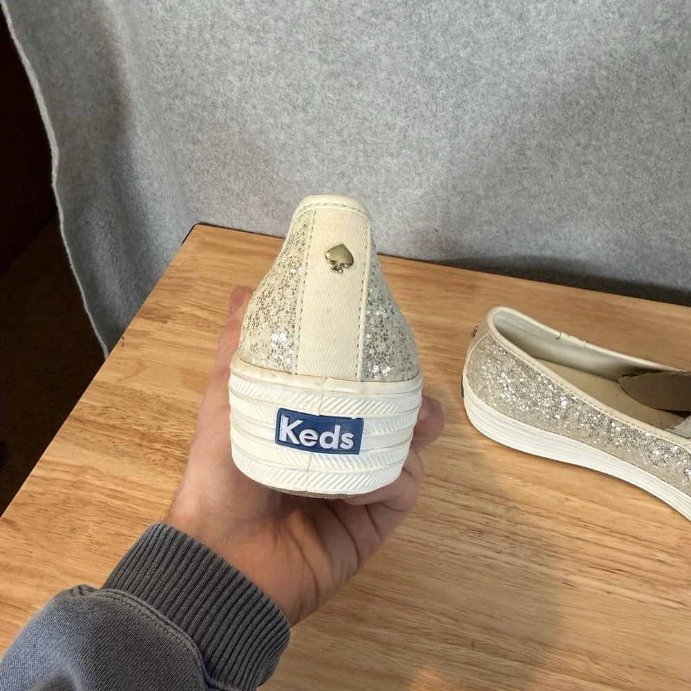 KEDS FOR KATE SPADE New York White Glitter Slip-on Sneaker Sz. 9.5 - Picture 7 of 12